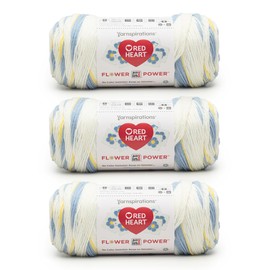 Red Heart All in ONE Flower Power Forget me not Yarn - 3 Pack of 8.8oz/250g - 100% Acrylic - #4 Worsted (Medium) - 440 Yards - Knitting/Crochet