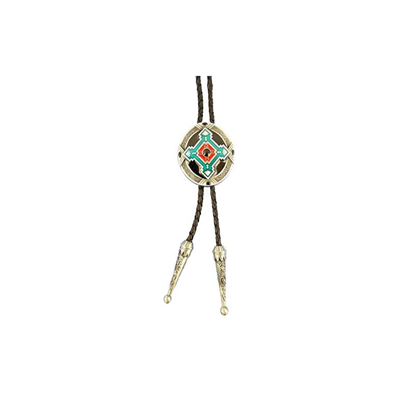AW-Collection Bolo Tie Western Tie Indian Ornament Leather Cord Adjustable