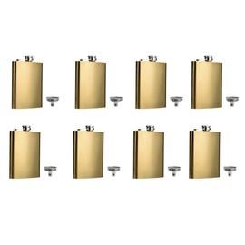 8 Pcs 8Oz Golden Flasks Stainless Steel Flask & Funnel for Gift,Camping, Outdoor Activitie,Groomsman Bridesmaid Wedding Party
