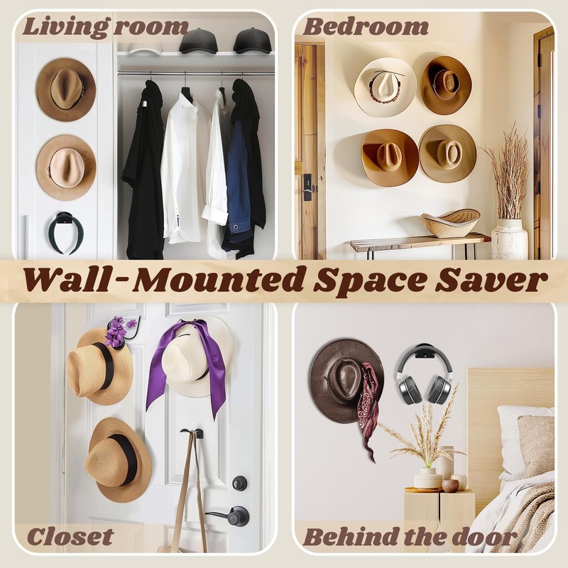TUSPIPAL 2.9Inch Hat Hooks for Wall - (8 Pack) Cowboy