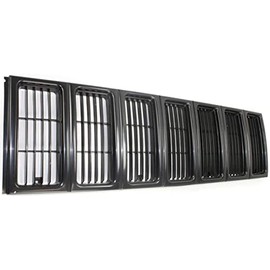 HeadLight Door and Front Grille 7PC SET Bundle Replacement For1997-2001 Jeep Cherokee SE/SPORT Model Primed Black Textured Plastic 55055137, 55055136 55055150 CH2512157 CH2513157 CH1200208