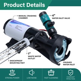 Roauend Waste Pump for RV,Macerator Pump for RV,12V 12GMP Quick Release Sewage Pump with Garden Hose Discharge Port for Boat,Marine
