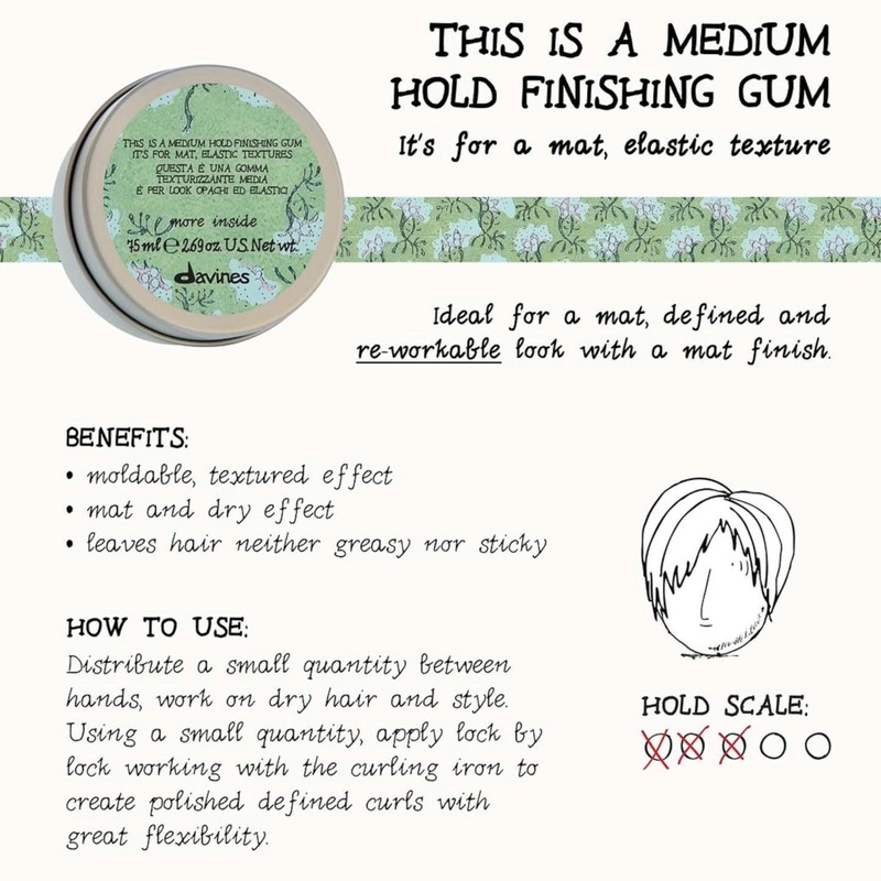 Davines This Is A Medium Hold Finishing Gum, Residue-Free Lightweight