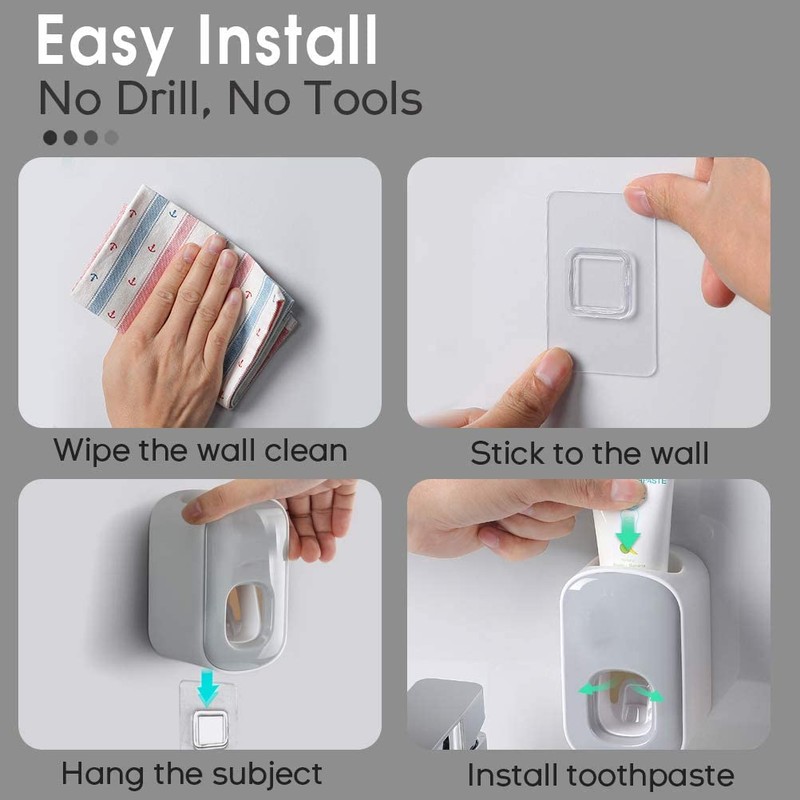 Monkey Home Automatic Toothpaste Dispenser Set with Wall Mount for