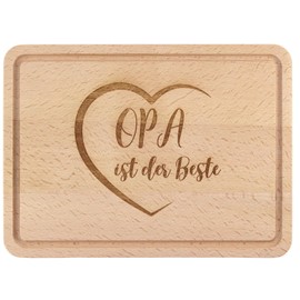 Grandpa ist der Beste Brettchen – 30 x 22 cm Large Breakfast Board with Engraving for Birthday – Best Grandpa Gift Made of Wood for Grandparents, Chopping Board with Juice Groove, Wooden Board