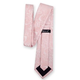 Alizeal Men's Paisley Floral Tie Handkerchief Wedding Woven Necktie Set, Blush Pink