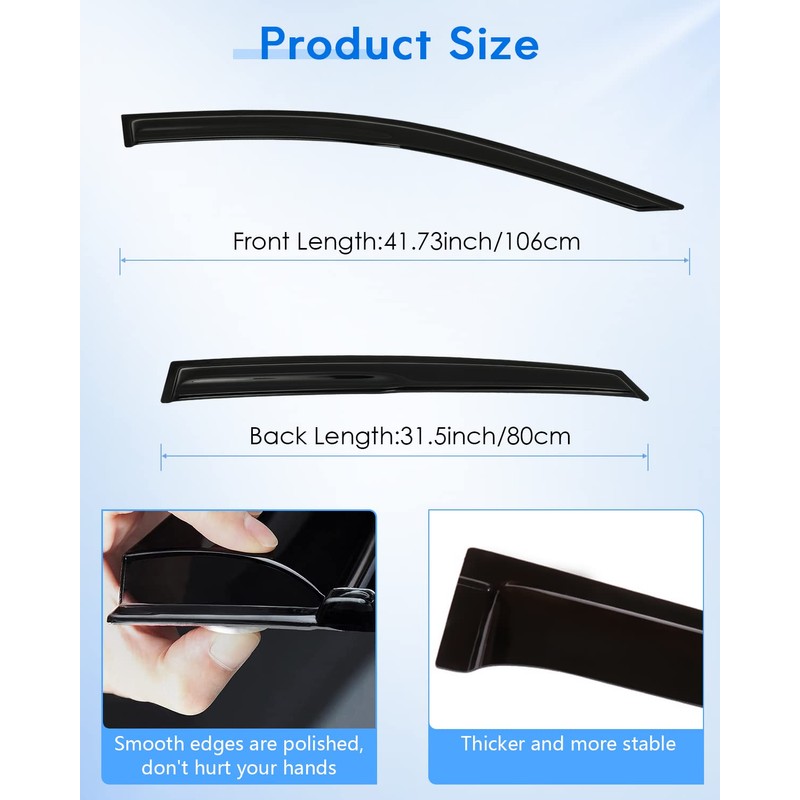 Side Window Deflector Dark Smoke Visors Rain Guards 4 -Pieces