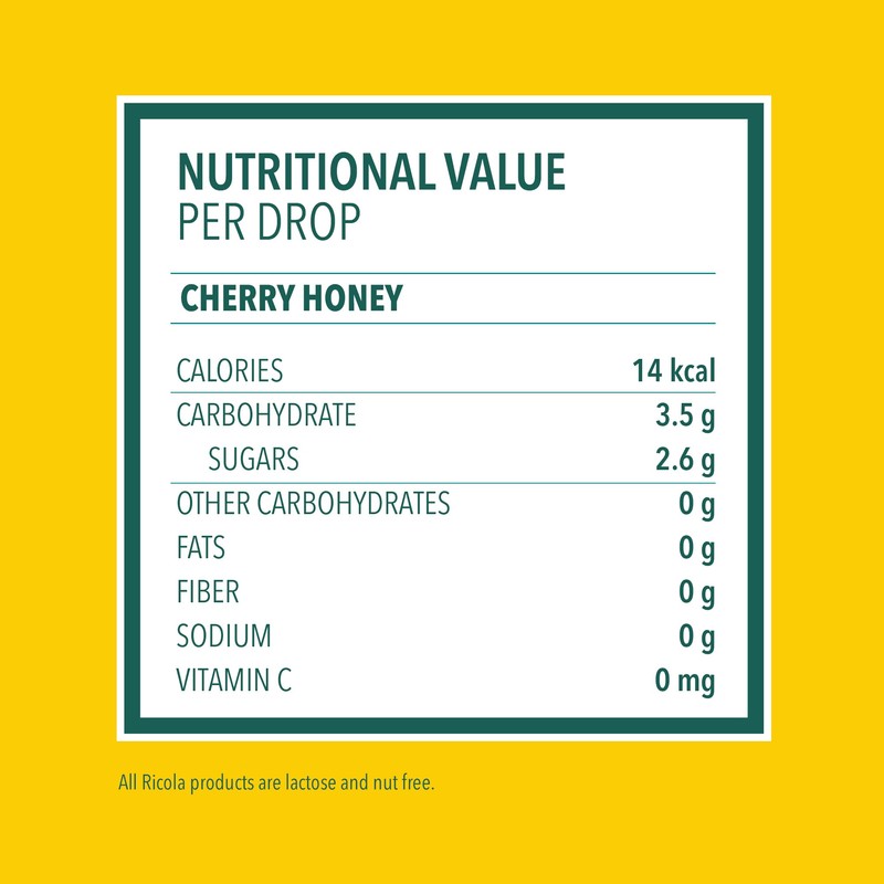 Ricola Cherry Honey Throat Drops, 24 Drops, Naturally Soothing Relief