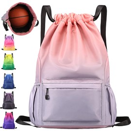 AUNGCSHE Gym Bag Sports Bag Women Boys 25 L Waterproof Sports Backpack Bag with Drawstring Bag for Gym Swimming Travel, pink
