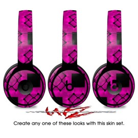 WraptorSkinz Vinyl Decal Wrap Works with Beats Solo Pro Headphones Criss Cross Pink - Skin Only Beats NOT Included