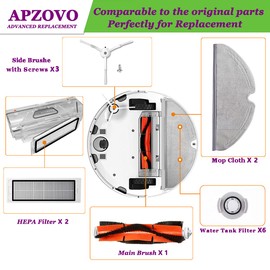 APZOVO APZOVO Zubeh?r f1r Roborock Saugroboter, Ersatzteile kompatibel f1r Roborock S50 S51 S55 S5 max S6 S60 S65, HEPA Filter, Hauptb1rste, Wischt1cher, Seitenb1rste - 18 teilig