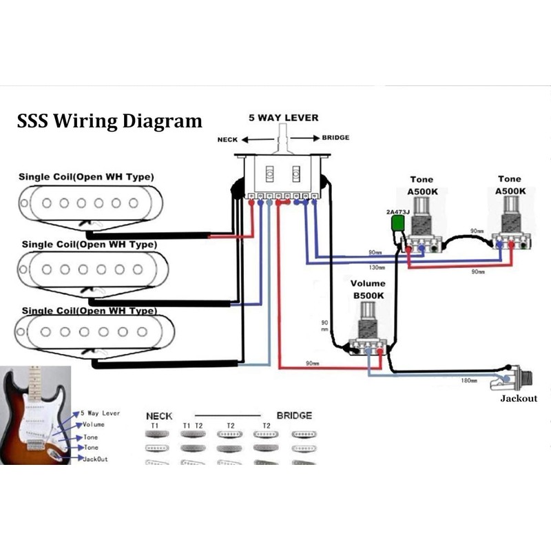 RUNCCI-YUN Electric Guitar Wiring Harness Kits for Strat Style Guitar