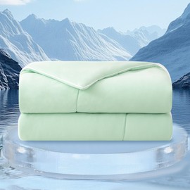 Bailix Cooling Comforter King Size, Thin Summer Blanket for Hot Sleepers & Night Sweats, Ultra Soft & Lightweight & Silk Smooth Ice Blanket, Q-Max>0.4, 108"x90", Green