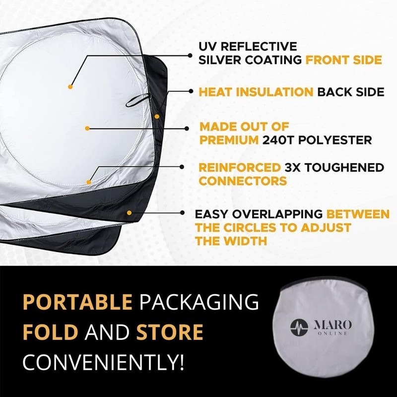 Maro Semi-Truck Sun Shade for Windshield and Side Windows 240T