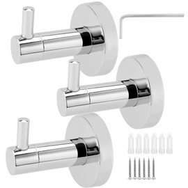 MAKTSAM 3PCS Bathroom Towel Hooks, 5 x 5 x 6 cm Wall Mounted Polished Bath Towel Hooks, Metal Robe Hooks for Bathroom, Kitchen
