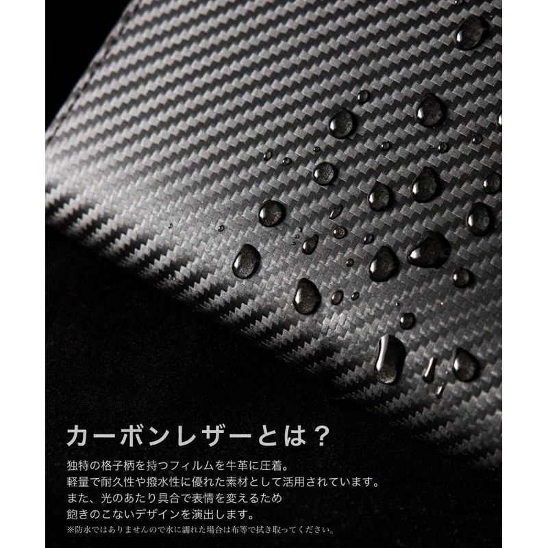 Number 7 Men's Long Wallet, Bifold Carbon Leather, Genuine Leather,