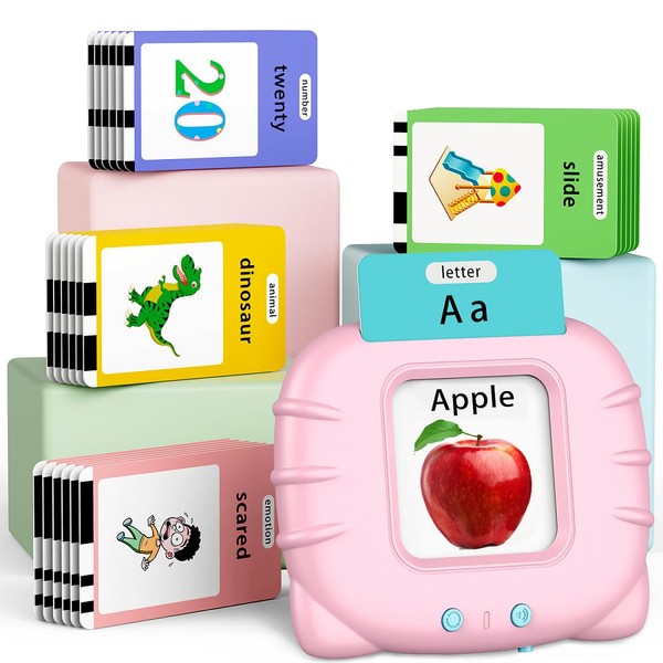 Eaever Learning-Toys, ABC Talking-Flash-Cards 252 Sight Words, Preschool Montessori-Toys for Kids, Educational Toddler-Toys for 1 2 3 4 5 6 Years Girls, Birthday Gifts, Pink