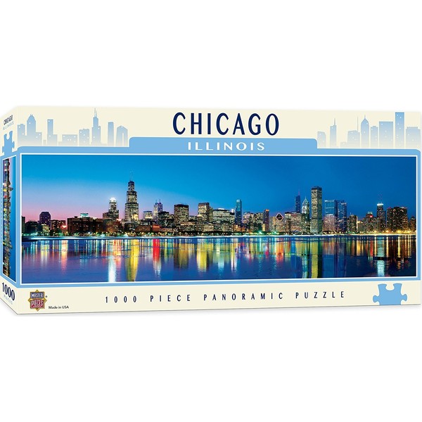 MasterPieces Cityscapes Panoramic Jigsaw Puzzle, Downtown Chicago, Illinois, Photographs by James Blakeway, 1000 Pieces