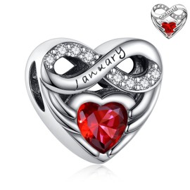 BEEUVIP January Birthstone Charm 925 Sterling Silver Openwork Bead for Charm Bracelets and Necklaces, Birthday Mothers Day Jewelry Gifts Women