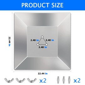 4-Sided Square Patio Heater Reflector Shield,2 PACKS Square Aluminum Heat Reflector Shield Replacement Top Parts for 4-Sided Glass Tube Outdoor Heaters(3 Pre-Drilled Holes Distance 2.48 Inches)