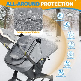 IvyWind Winter Baby Car Seat Cover, Universal Carseat Cover for Babies with Breathable Mesh Window, Infant Car Seat Covers to Keep Warm, Carseat Waterproof Canopy for Newborn Boy Girl, Light Gray