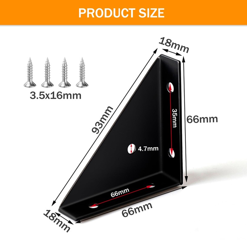 LANMIERT 12Pcs Corner Brace Brackets 66mm x 66mm Bed Corner