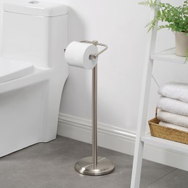 SunnyPoint Free Standing Toilet Paper Holder – Bathroom Tissue Stand with Weighted Base, Holds Jumbo & Standard Rolls (S.N)