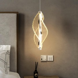 AFQEJG 1-Light Pendant Lights for Kitchen Island Acrylic Hanging Light Modern Chandelier for Dining Room Bedroom Corridor Dimmable LED Included Silver
