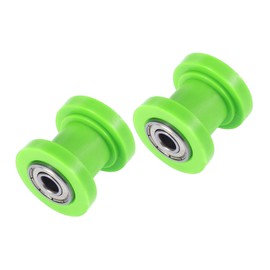 Partuto 2 Pcs Universal Chain Pulley Roller Slider - Rubber Metal Green