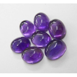 Myhealingworld Natural Amethyst 7x9mm Oval Cabochon Loose Gemstone 7pcs box.