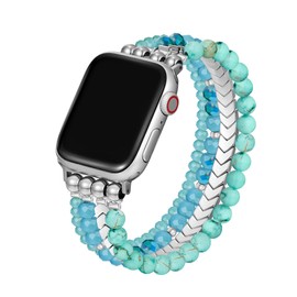 HZDK Beaded Boho Bracelet Compatible with Watch Band 38mm 40mm 41mm 42mm 44mm 45mm Women,Handmade Crystal Stone Beads Stretchy Watch Strap for iWatch Series 7/SE/6/5/4/3/2/1