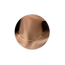 HIPWOPE 14K Gold/Silver Plated Snake Chain Necklace，Herringbone Necklace For Women Gold Filled Flat Chain Necklace for Women Gifts Jewelry Adjustable Necklace 3/5MM(W)16"/18"20"/22"/24"(L)