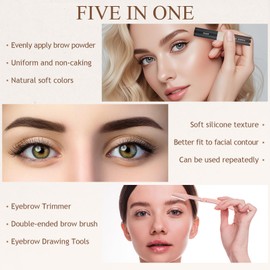 FUG Eyebrow Stencil Kit, Long Lasting Waterproof Eyebrow Shaper Kit with 10 Styles Reusable Eye Brow Stencils (Darkbrown and Black)