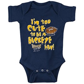 Smack Apparel Michigan Football Fans. Too Cute (Anti-Ohio State) Navy Onesie (Onesie, 18 Month)
