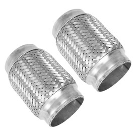 MXA 3" Flex Exhaust Pipe,3 inch Flexible Pipe,Exhaust Mid Pipe Stainless Steel Tubing,Heavy Duty Double Braid Exhaust Pipe, 2 Pack (3"x4"x5.9")
