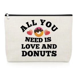 Donuts Gifts for Women Makeup Bag Donut Lover Gifts Dessert Themed Cosmetic Bag for Women Friend Birthday Valentine's Day Present for Wife Doughnuts Foodie Travel Toiletry Pouch for Dessert Chef