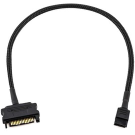 CRJ SATA Power 15-Pin Male to SATA 6-Pin Slimline Sleeved Power Adapter Cable
