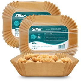 Sillar Baking Paper for Hot Air Fryer, Airfryer, Baking Paper, Rectangular, 20 x 14 cm, Pack of 100, Oil-Resistant, Non-Stick Coating, Parchment Paper, Airfryer Accessories for Hot Air Fryer, Oven