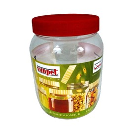 Sunpet J1500 Large Red Top Plastic Food Storage Canister Size 1500 ml, Pack of 6