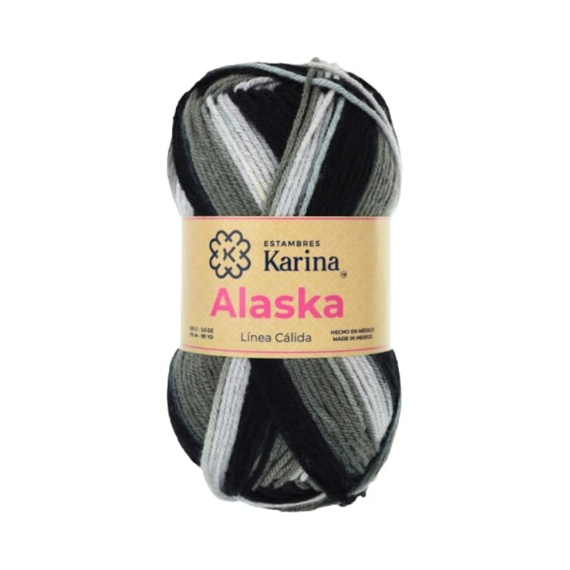 ESTAMBRE ALASKA MATIZADO 5PZAS 100G C/U MISMO COLOR (901 Cebra)