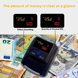 Sunydog Mini Portable Money Counter, Counterfeit Money Detector, Automatic Money Detection by UV MG IR Picture, Paper Quality for Euros, Suitable for Shops, Restaurants, Hotels