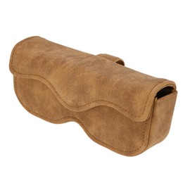 X AUTOHAUX Car Sunglasses Case with Magnetic Universal Sun Visor Sunglasses Holder for Car Sheep Fur Brown 16.5x7cm 1 Pcs