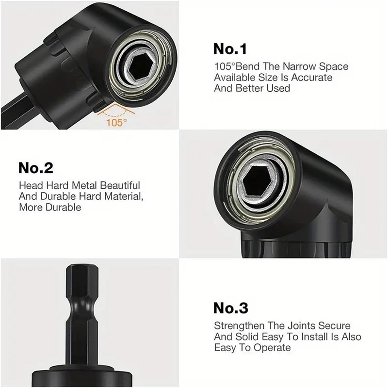 105° Angle Wrench, Black 1/4 Inch Hexagonal Bit Cordless Screwdriver