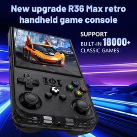 R36MAX Retro Handheld Game Console, R36MAX with 4.0'' IPS Screen Linux System Built-in 64G TF Card 23+Emulators Pre-Installed 18000+ Games Retro Game Console with 4000mAh Battery(Blue 64GB)