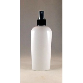 Lot 12 White PET 8 oz Cosmo Oval Plastic Bottles w Black Pump Sprayers/Atomi