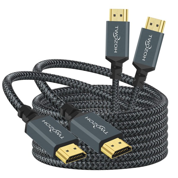 Twozoh 4K HDMI Cable, 2M 2-Pack Nylon Braided HDMI to HDMI Cord Support 18Gbps 3D/4K@60Hz/2160P/1080P
