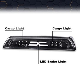 PIT66 LED 3rd Brake Light, Compatible with Toyota Tundra 2007-2018 3rd Thrid Tail Cargo Brake High Mount Light Clear Lens Black Housing 81570-0C050, 531069