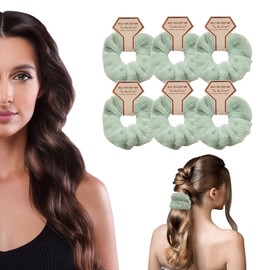 OWITER 6Pcs Plush Scrunchies Colorful Ponytail Holder for Girls Women's Hair,hair scrunchies for girls,Furry Scrunchies6107 (6pcs sage)