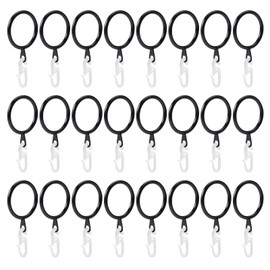 24pcs Curtain Rings Curtain Rings and Hooks Black Curtain Rings Metal Curtain Ring Hook Accessories Wear-resistant Hanging Drapery Pole Rod Hanging Accessories Suitable for Bathroom Bedroom