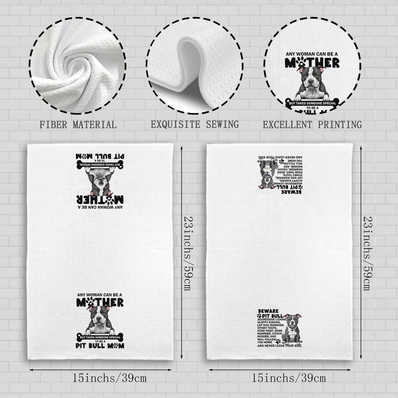 Qeheb Pitbull Dog Kitchen Towels, Beware Pitbull Dog Kitchen Towels
